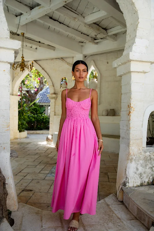 FORTUNATE ONE Blushing Lovers Maxi Dress Pink Stylish Maxi Dress with Frills