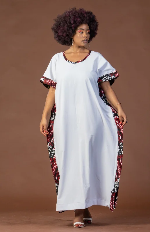 Gina Maxi Dress | White and African Ankara Print