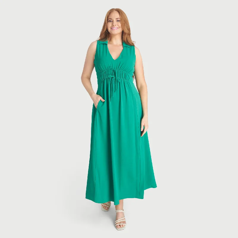 Jade Green Collared Maxi Dress