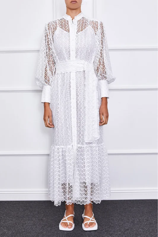 Jasmine Maxi Dress (White II) Elegant Tiered Maxi Dress
