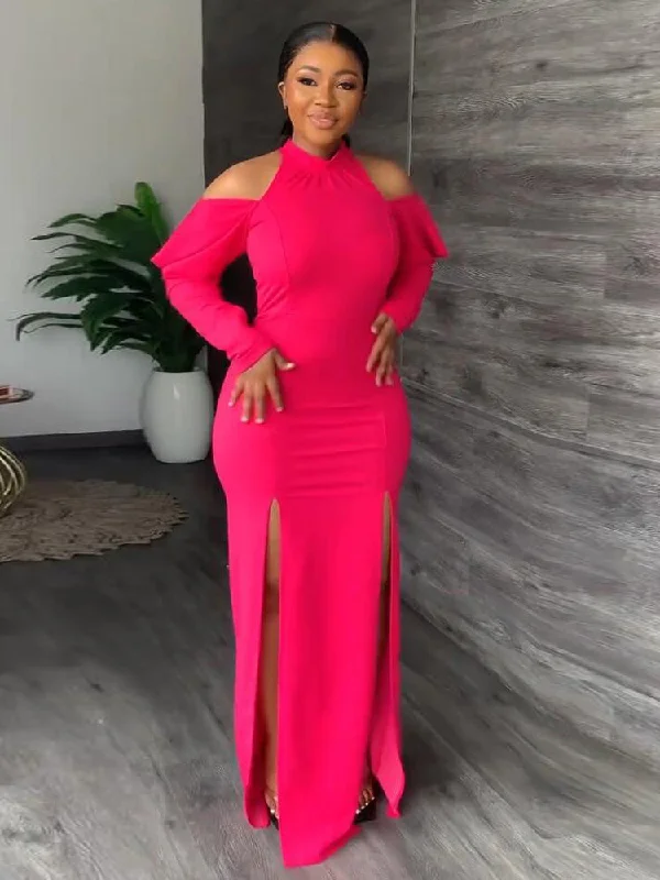 Long Sleeve Off Shoulder Maxi Dresses Comfortable Casual Maxi Dress