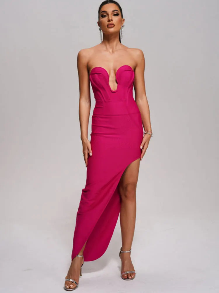Maxi dress Straples Sleeveless open back Cozy Maxi Dress with Slit