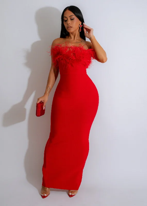 Midnight Glamour Maxi Dress Red