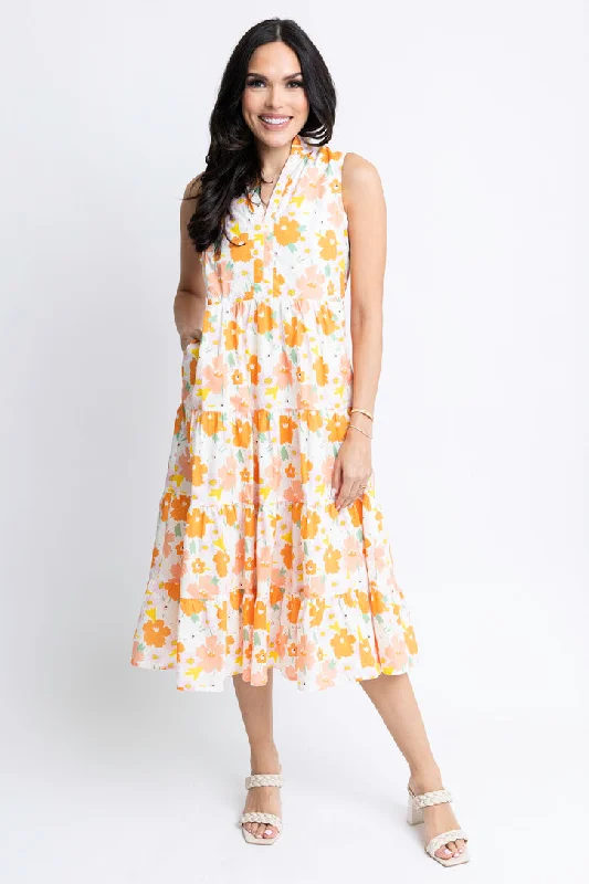 Multi Floral Vneck Maxi Dress