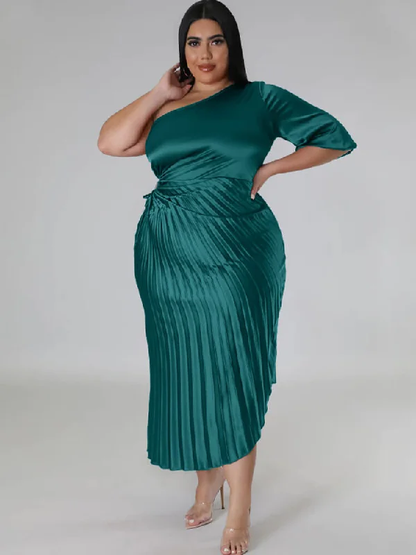 One Shoulder Lace Up Ruched Maxi Dresses Cozy Knit Maxi Dress