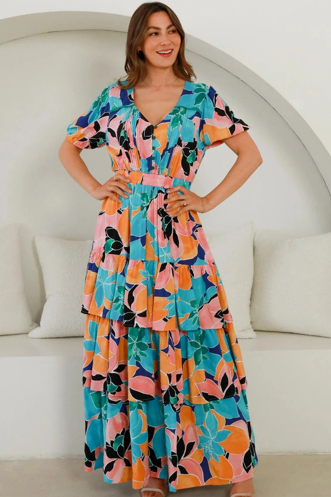 RIVER V-NECK MAXI DRESS Stylish Boho Maxi Dress