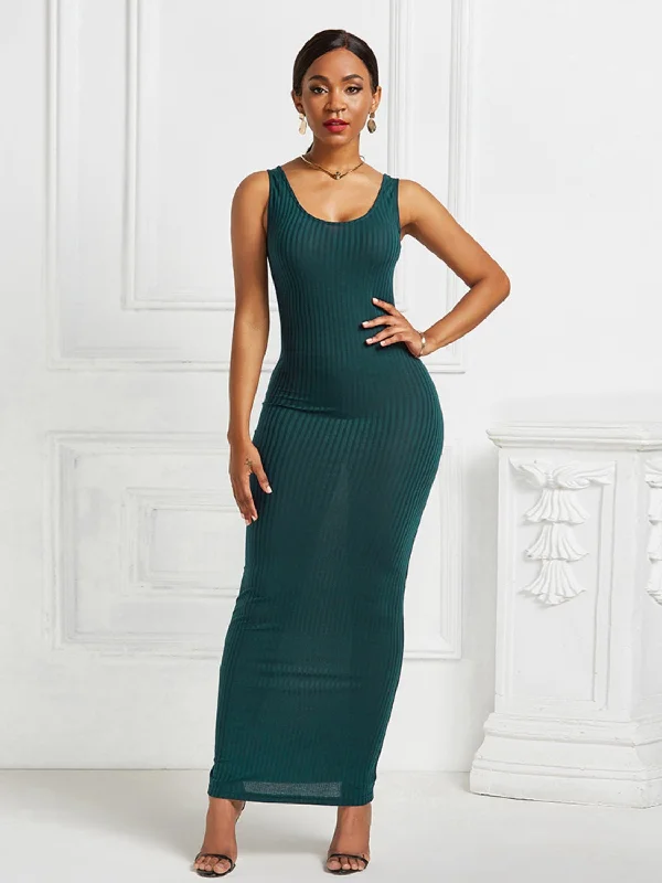 Scoop Neck Wide Strap Maxi Dress Elegant Wraparound Maxi Dress