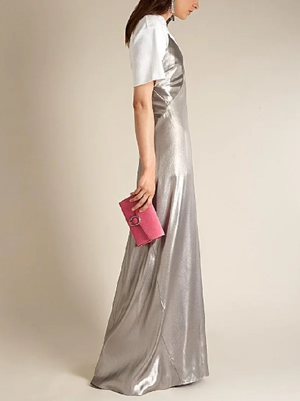Summer V-Neck Sling Floor Long Section Bottoming Side Split Solid Color Maxi Dress Stylish Long Sleeve Maxi Dress Summer V-Neck Sling Floor Long Section Bottoming Side Split Solid Color Maxi Dress Stylish Long Sleeve Maxi Dress