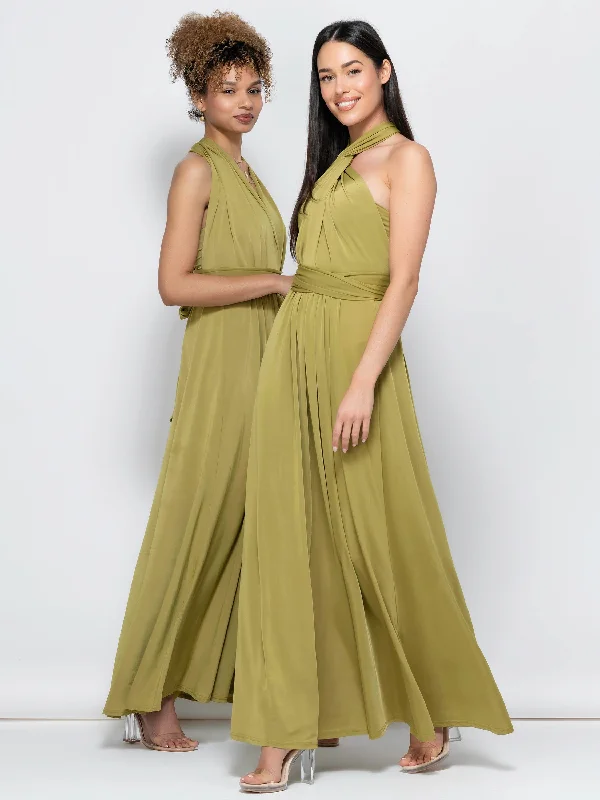 Twist & Tie Multiway Bridesmaid Maxi Dress with Bandeau, Olive Green Stylish Off-Shoulder Maxi Dress Twist & Tie Multiway Bridesmaid Maxi Dress with Bandeau, Olive Green Stylish Off-Shoulder Maxi Dress