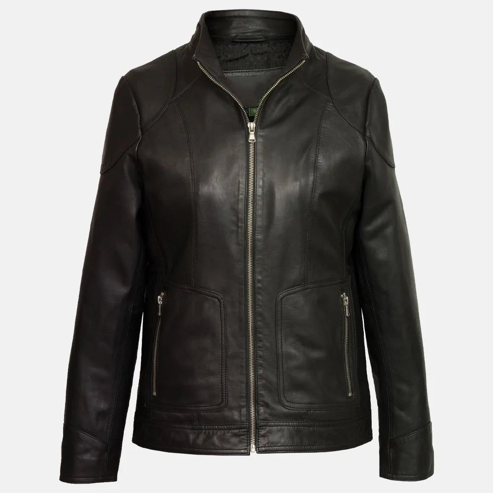 Avalanche Women Hooded Leather Jacket