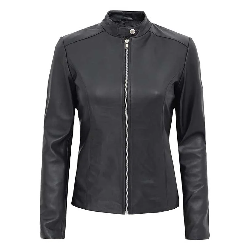 Black Women Leather Moto Jacket