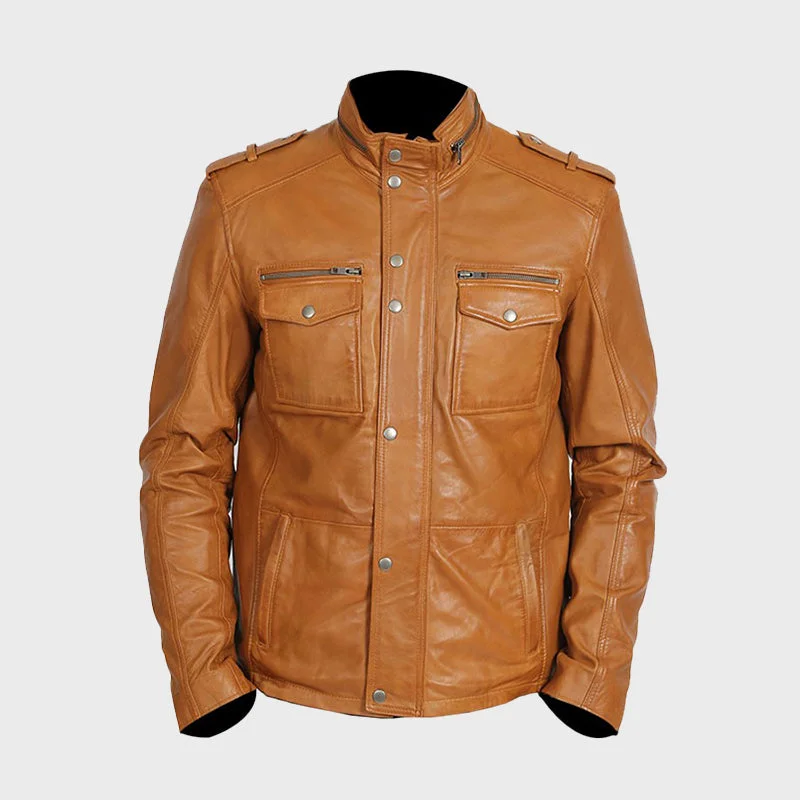 Men's Marcus Tan Biker Leather Jacket