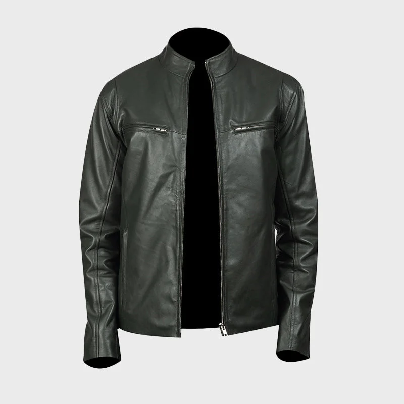 Men's Green Biker Leather Jacket