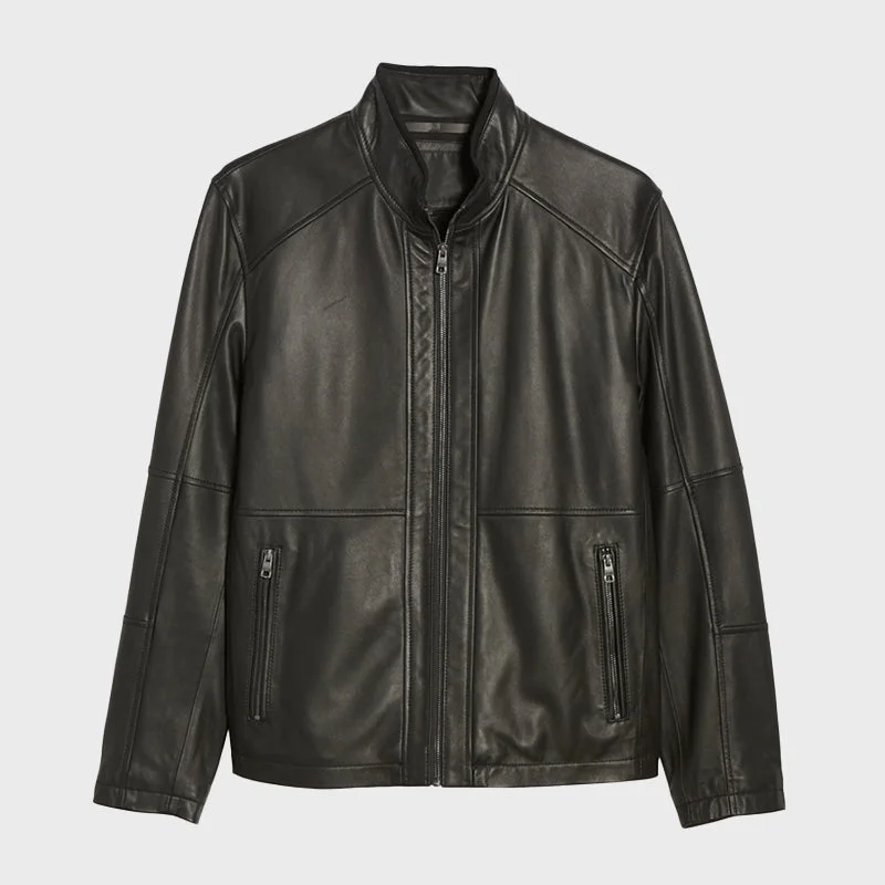 Men's Wiley Lambskin Biker Leather Jacket