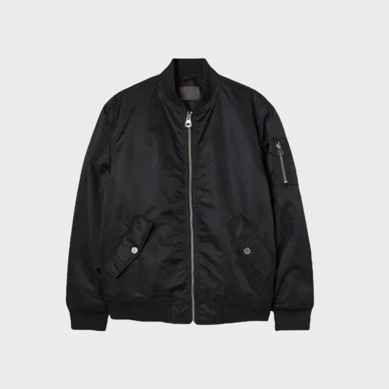 Men's Black Bomber Cotton Jacket