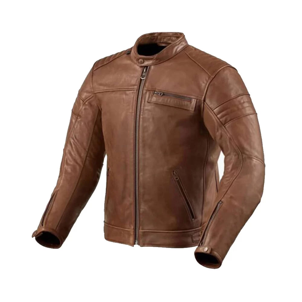 Men's Brown Leather Motorcycle Jacket