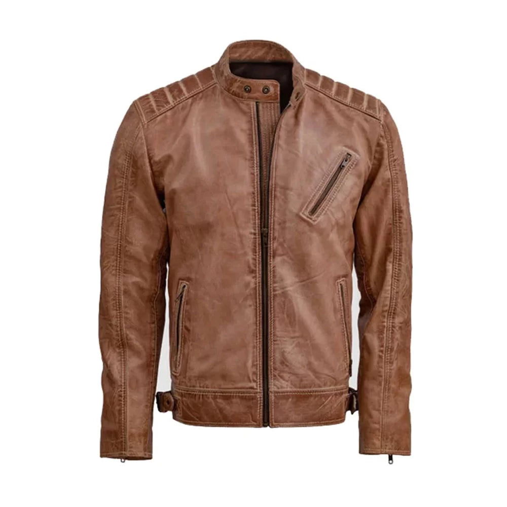 Men's Distressed Brown Leather Jacket