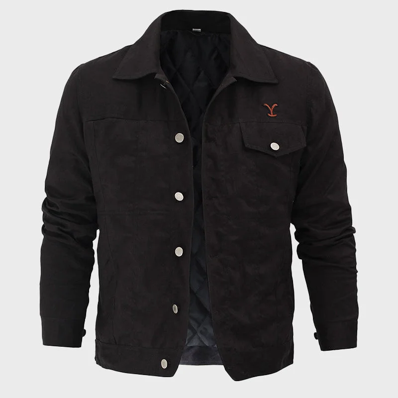 Men's Rip Trucker Black Cotton Jacket