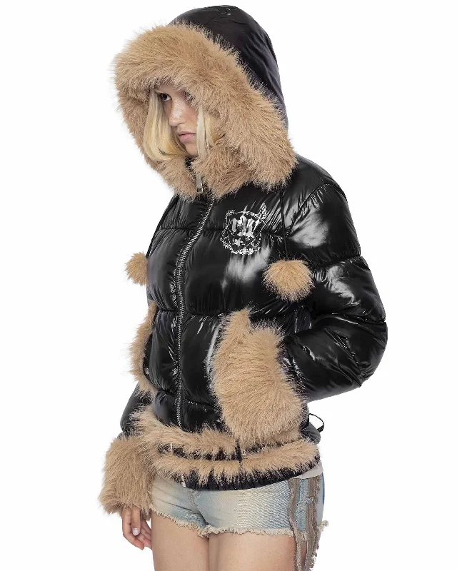 Slim Furry Puffer Jacket