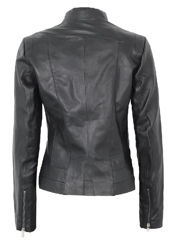 Tresa Women Black Fitted Leather Jacket