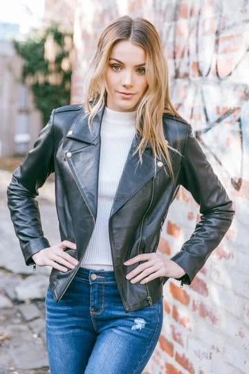 Valentina Black Leather Jacket for Women