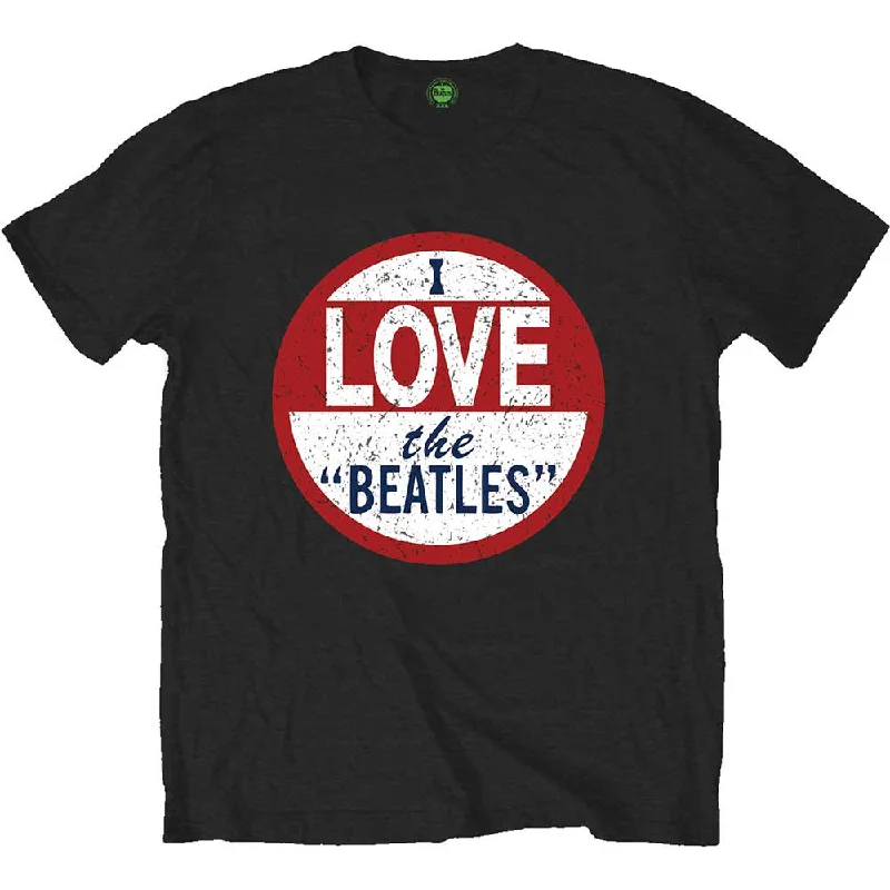 The Beatles | Official Band T-Shirt | I Love The Beatles Single Print Thin T-Shirt Open Front Quick Dry