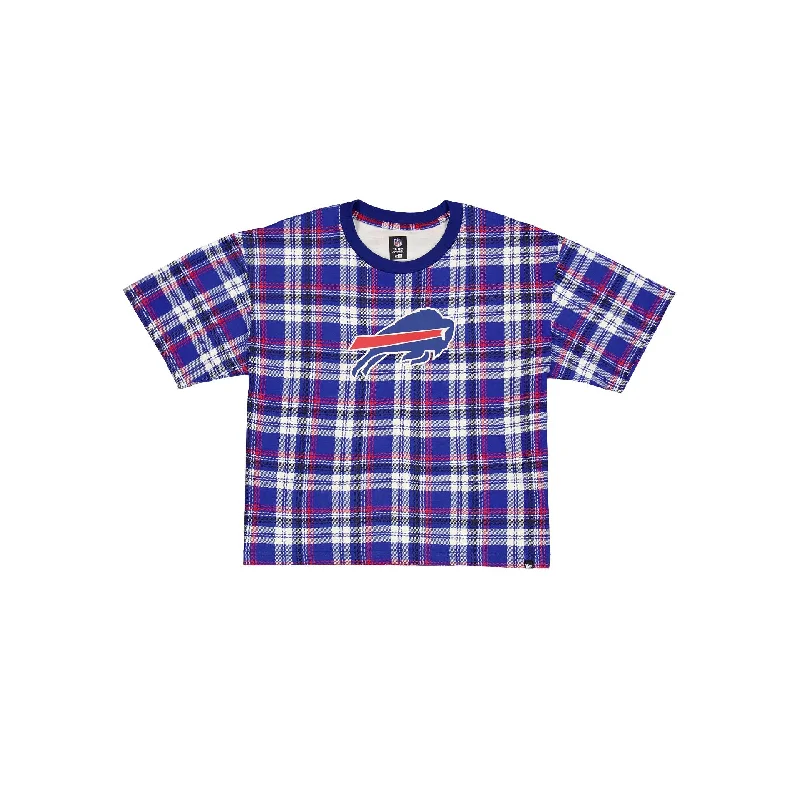 Buffalo Bills 3rd Down Plaid Women's T-Shirt Thin T-Shirt Open Front Quick Dry
