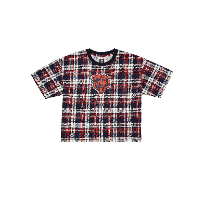 Chicago Bears 3rd Down Plaid Women's T-Shirt Collared Crew Neck Turtle Neck