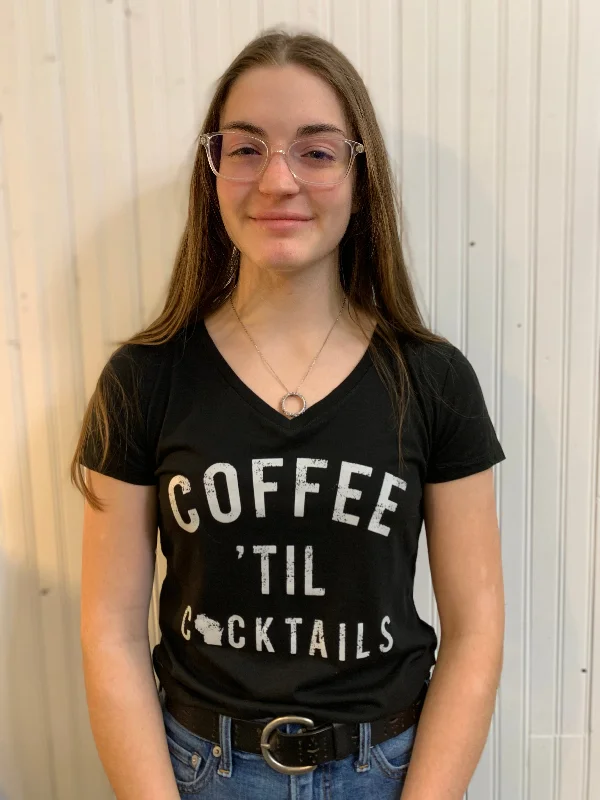 Coffee 'Til Cocktails Tee Print Jacquard Patchwork