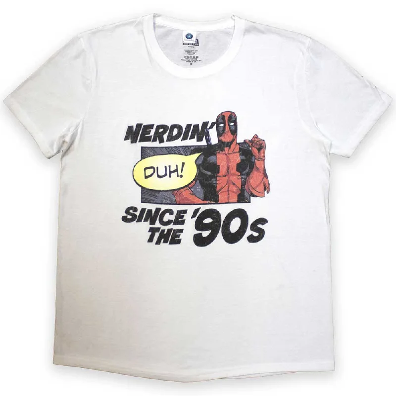 Marvel Comics | Official Movie T-Shirt | Deadpool Nerdin' Since The '90s Embroidered Appliqued Beaded