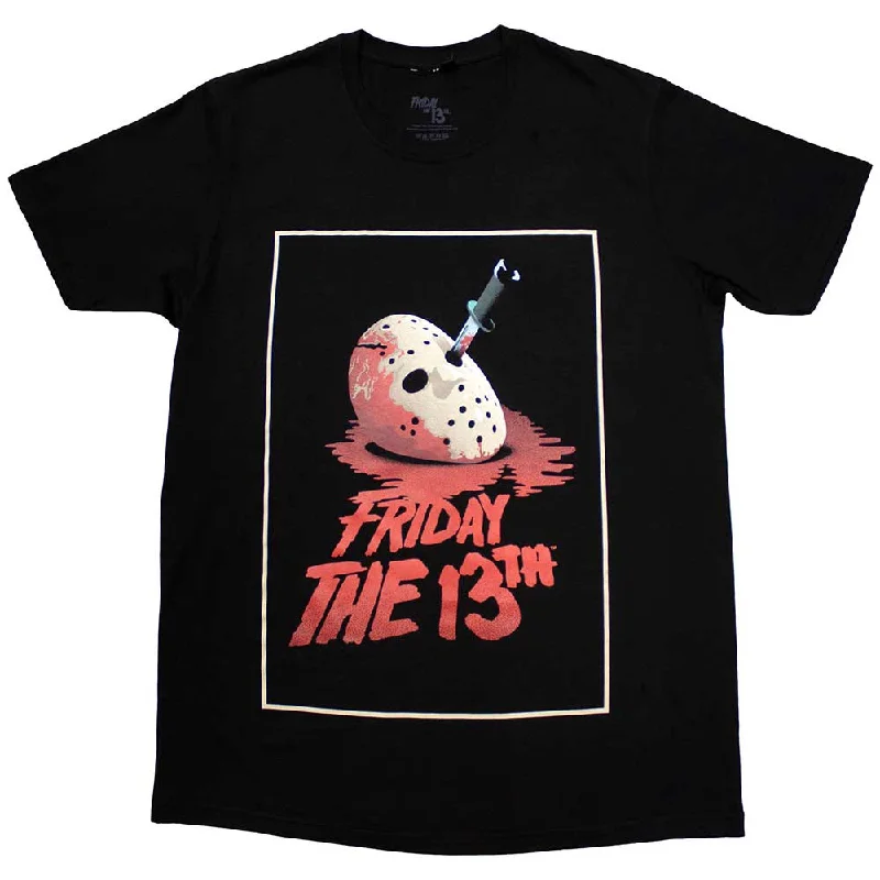 Friday the 13th | Official Movie T-Shirt | Jason Blood Mask Houndstooth Herringbone Solid