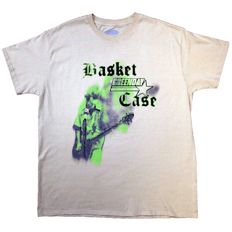 Green Day | Official Band T-Shirt | Basket Case Mic Stand Ribbed T-Shirt High Neck Heavyweight