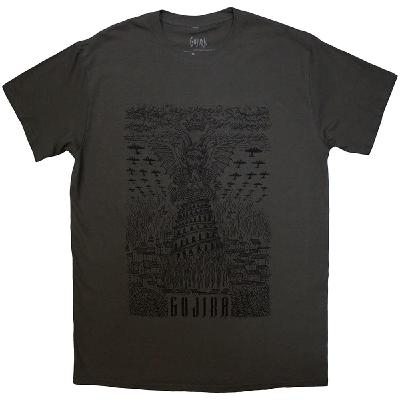 Gojira | Official Band T-Shirt | Demon Village Ribbed Striped Patterned