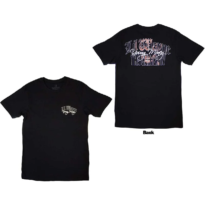 Lil Wayne | Official Band T-Shirt | Face Infill (Back Print) Houndstooth Herringbone Solid