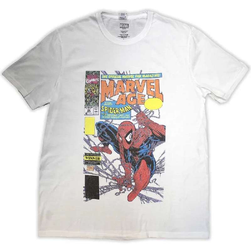 Marvel Comics | Official Movie T-Shirt | Spider-Man Marvel Age Comic Cover Vintage Real Fur Shearling Chenille Marvel Comics | Official Movie T-Shirt | Spider-Man Marvel Age Comic Cover Vintage Real Fur Shearling Chenille