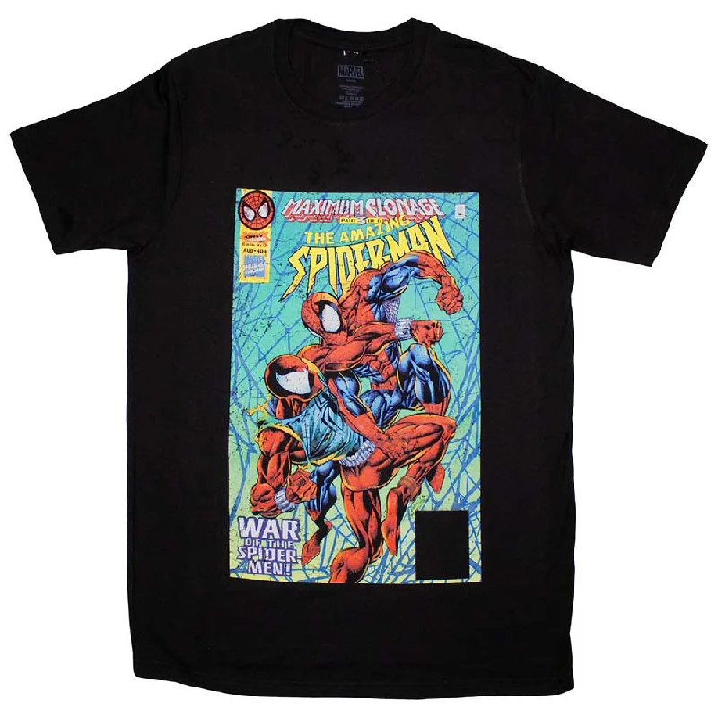Marvel Comics | Official Movie T-Shirt | War Of The Spider-Men Comic Cover Notch Collar Peter Pan Collar Cowl Neck Marvel Comics | Official Movie T-Shirt | War Of The Spider-Men Comic Cover Notch Collar Peter Pan Collar Cowl Neck