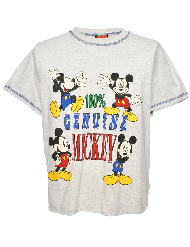 Mickey & Minnie Mouse Cartoon T-shirt - L Graphic T-Shirt Round Neck Polyester