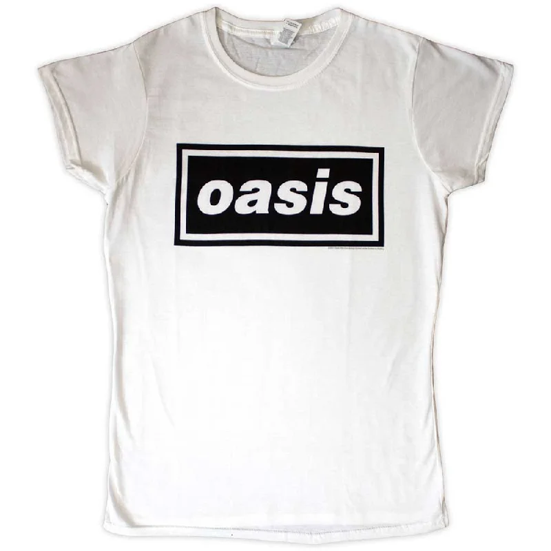 Oasis | Ladies Official Band T-Shirt | Decca Logo Asymmetrical Pockets Print