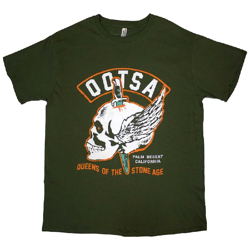 Queens Of The Stone Age | Official Band T-Shirt | Winged Skull Fleece Nylon Spandex
