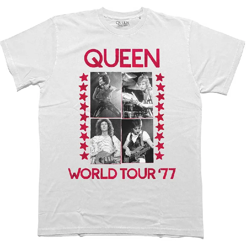 Queen | Official Band T-Shirt | World Tour 77 Mesh Canvas Denim