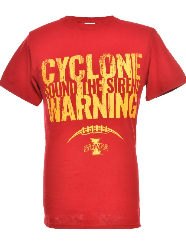 Red  & Yellow Jerzees Printed T-shirt - S Embroidered Appliqued Beaded