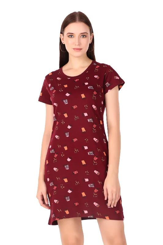 Stories.Label Women Cotton Long Printed Middies T-Shirt Dress in Knee Length with Side Pockets Include Plus Sizes, Western Casual One Piece T-Shirts Dresses for Girls (Maroon, 3XL) Notch Collar Peter Pan Collar Cowl Neck Stories.Label Women Cotton Long Printed Middies T-Shirt Dress in Knee Length with Side Pockets Include Plus Sizes, Western Casual One Piece T-Shirts Dresses for Girls (Maroon, 3XL) Notch Collar Peter Pan Collar Cowl Neck