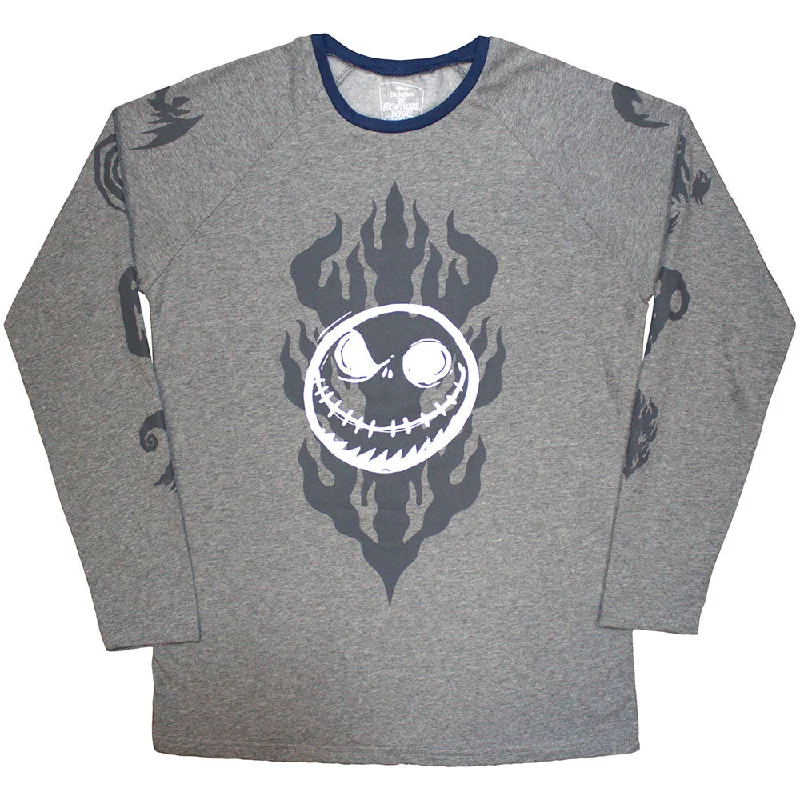 The Nightmare Before Christmas | Official Movie Long Sleeve T-Shirt | Flaming Jack (Embellished) Ribbed Striped Patterned The Nightmare Before Christmas | Official Movie Long Sleeve T-Shirt | Flaming Jack (Embellished) Ribbed Striped Patterned