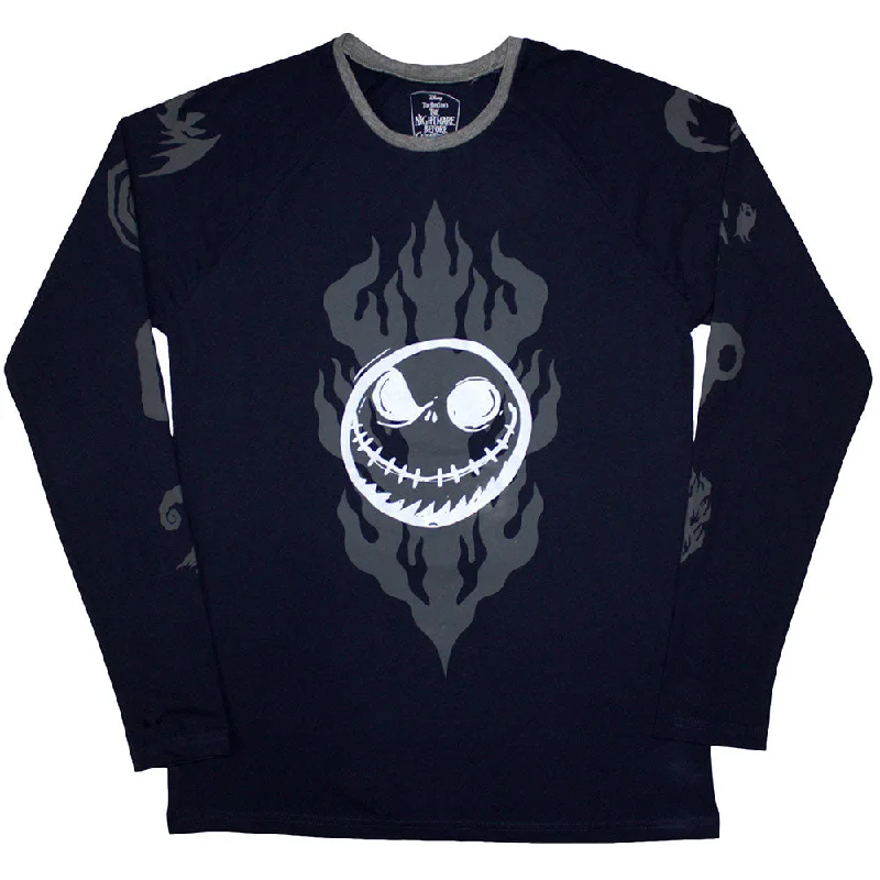 The Nightmare Before Christmas | Official Movie Long Sleeve T-Shirt | Flaming Jack (Embellished) Houndstooth Herringbone Solid The Nightmare Before Christmas | Official Movie Long Sleeve T-Shirt | Flaming Jack (Embellished) Houndstooth Herringbone Solid