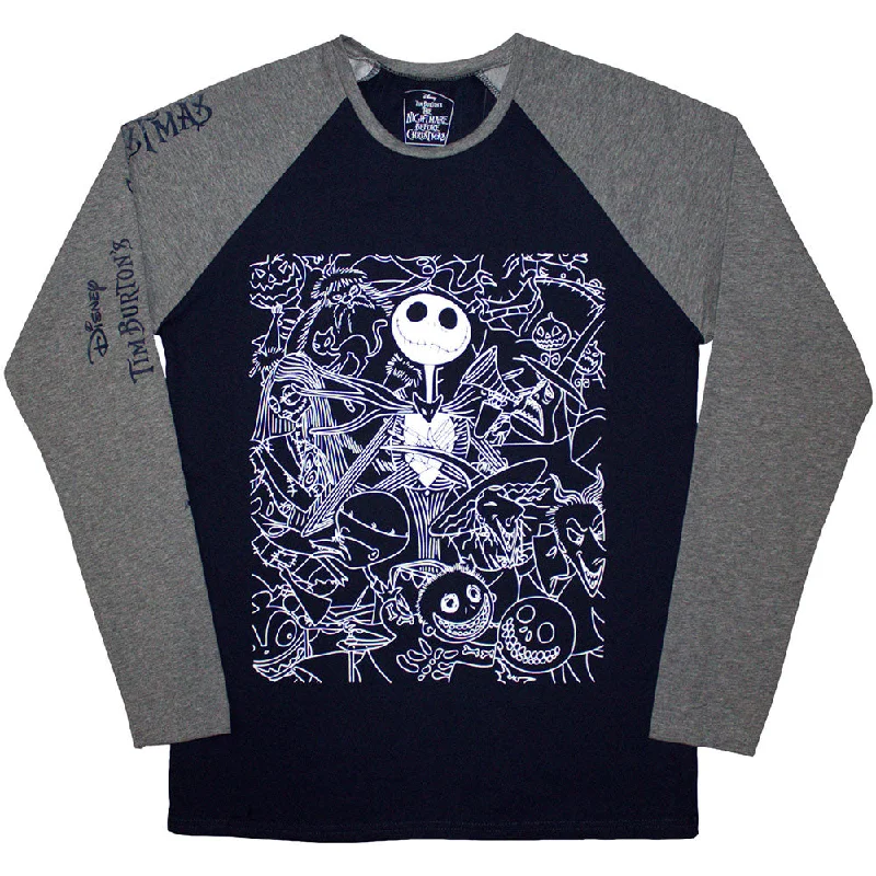 The Nightmare Before Christmas | Official Movie Raglan Long Sleeve T-Shirt | Jack Crowd (Embellished) Faux Fur Fabric Real Fur Fabric Shearling Fabric The Nightmare Before Christmas | Official Movie Raglan Long Sleeve T-Shirt | Jack Crowd (Embellished) Faux Fur Fabric Real Fur Fabric Shearling Fabric