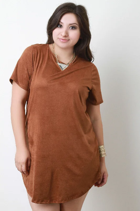 Faux Suede T-Shirt Dress Terry Blend Velvet Blend Canvas Blend