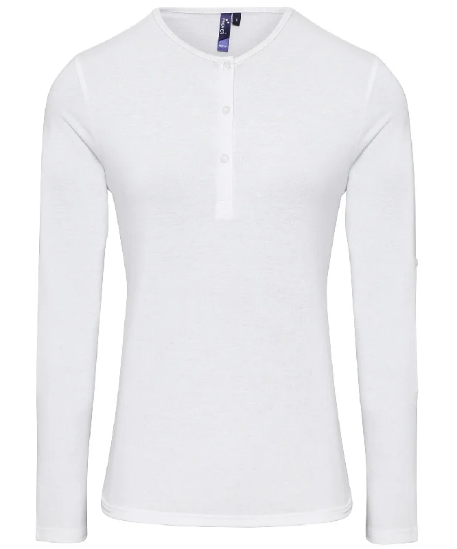 White - Women's Long John roll-sleeve tee Chenille Blend Fleece Blend Nylon Blend