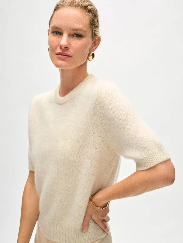 Brushed Cashmere Tee Zippered Front Buttoned Front Snap Front