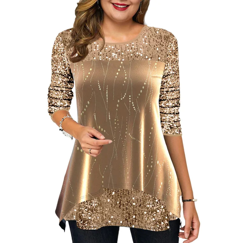Fashion Women Long Sleeve Patchwork Sequins T-Shirt 2023 Spring Autumn Shining Tunic T Shirt For Women Smock Top Y2K Tshirts Collared Crew Neck Turtle Neck Fashion Women Long Sleeve Patchwork Sequins T-Shirt 2023 Spring Autumn Shining Tunic T Shirt For Women Smock Top Y2K Tshirts Collared Crew Neck Turtle Neck