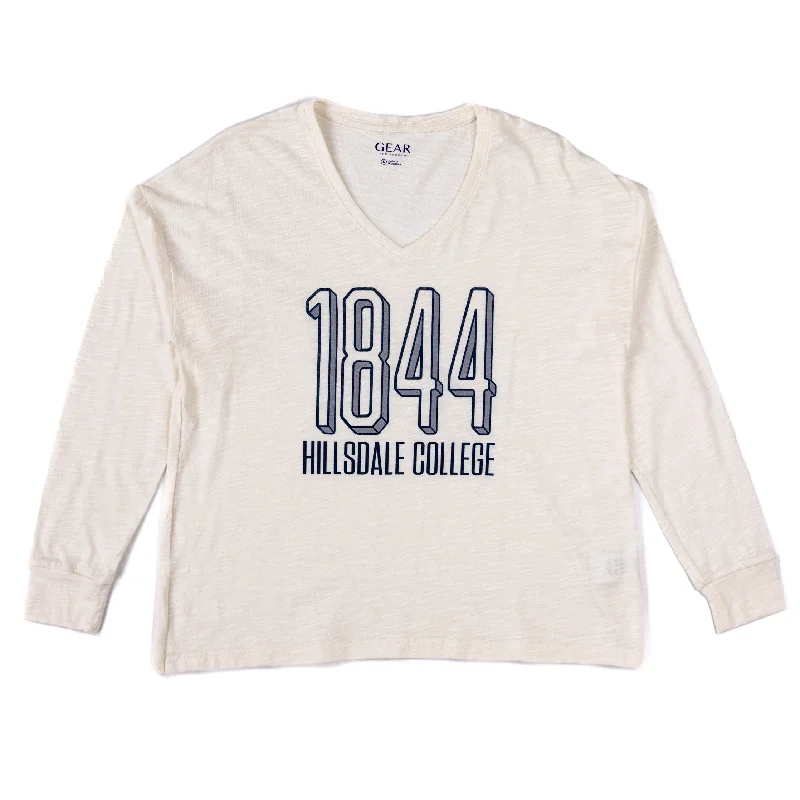 1844 Long-Sleeve Tee Graphic T-Shirt Round Neck Polyester